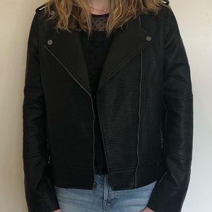 black faux leather jacket